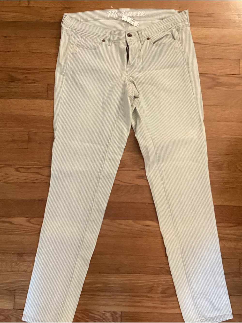Madewell Striped Jeans in Light Blue and White